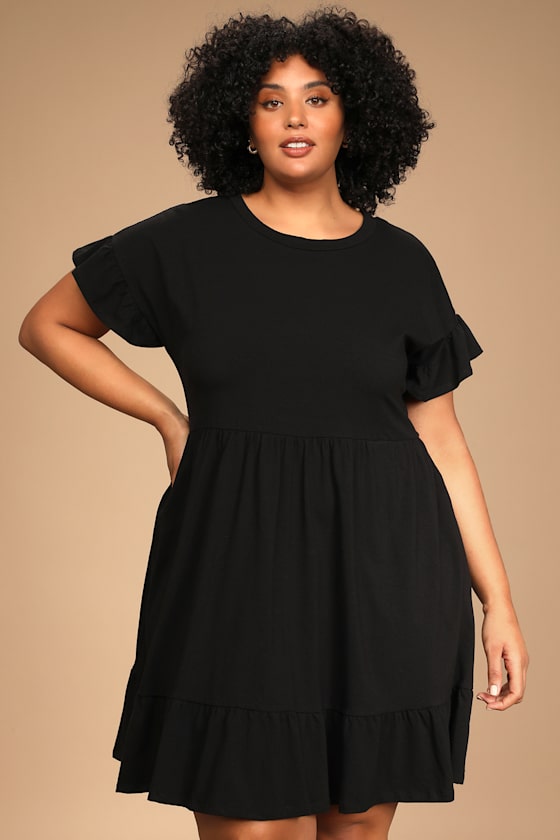 Black Babydoll Dress Tiered Babydoll Dress Black Mini Dress Lulus