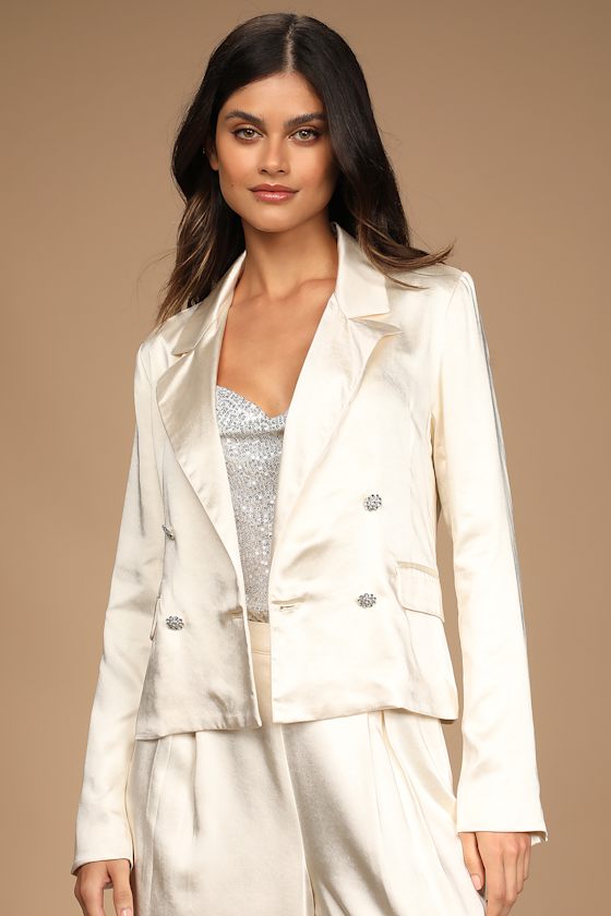 white satin blazer
