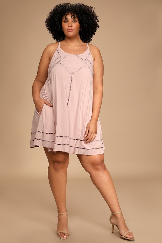 Mauve Swing Dress - Embroidered Swing Dress - Gauzy Swing Dress - Lulus