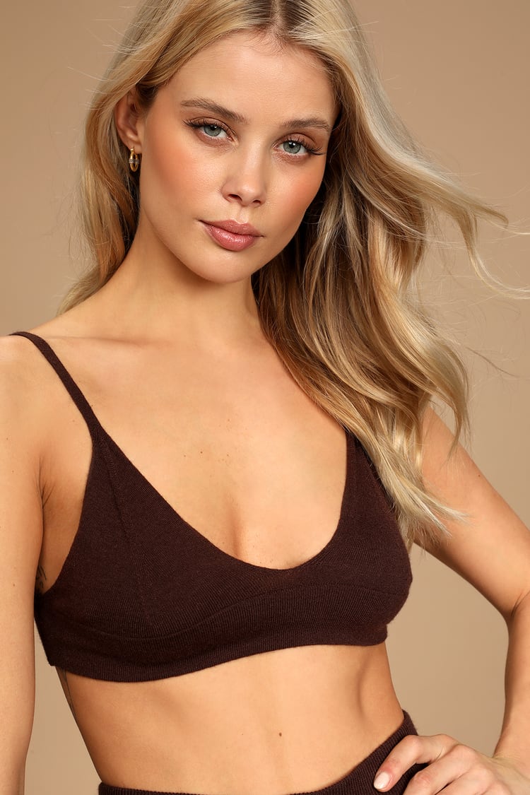 Coziest Weather Brown Knit Lounge Bralette