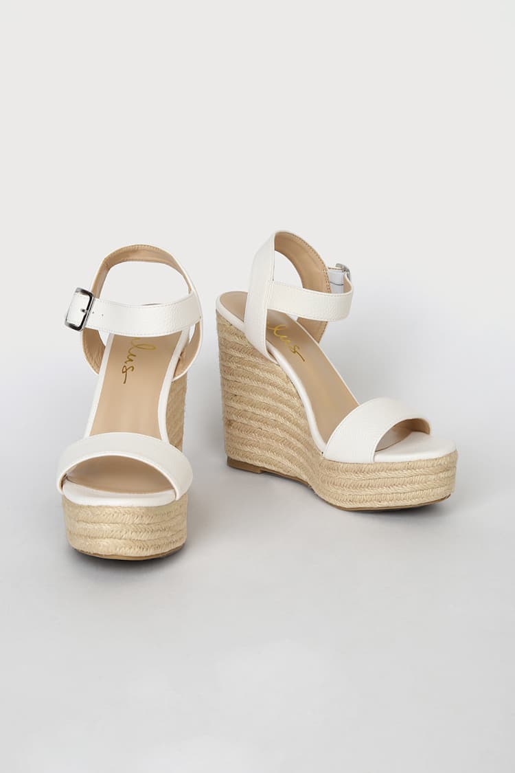 Cute White Wedges - Espadrille Wedges - Ankle-Strap Wedges  display picture 1
