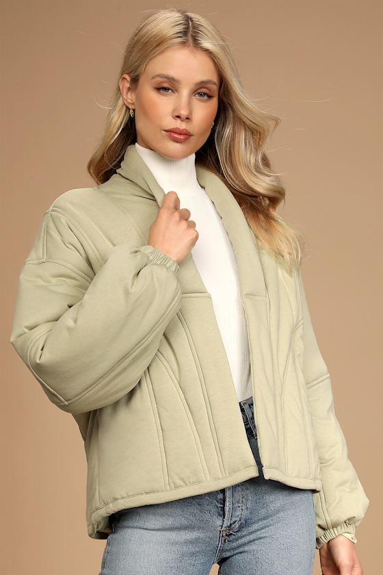 Cozy Winter Sage Green Puffer Jacket 4