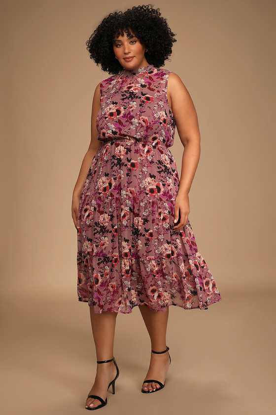 Floral Plus Size Wedding Guest Dress for Fall