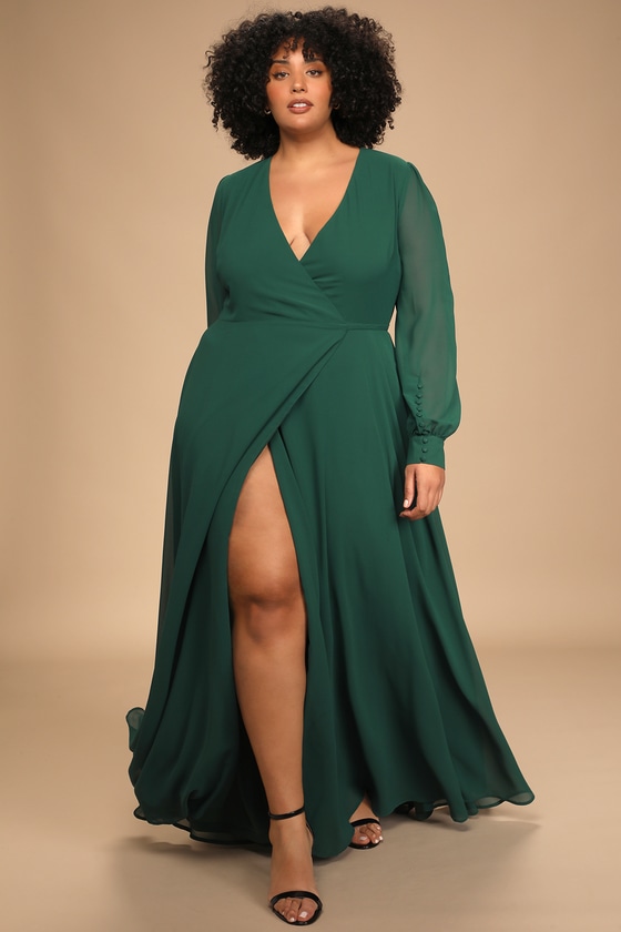 emerald long sleeve maxi dress