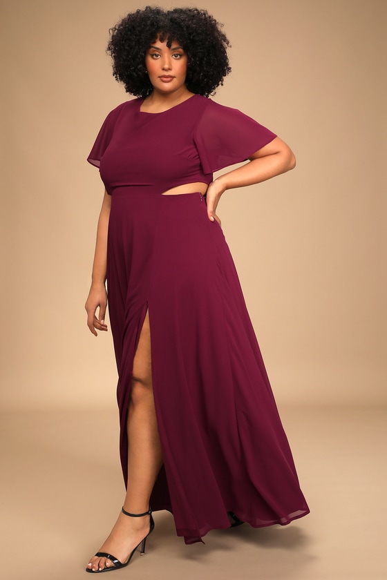Sexy Burgundy Maxi Dress Back Cutout Dress Cutout Maxi Dress