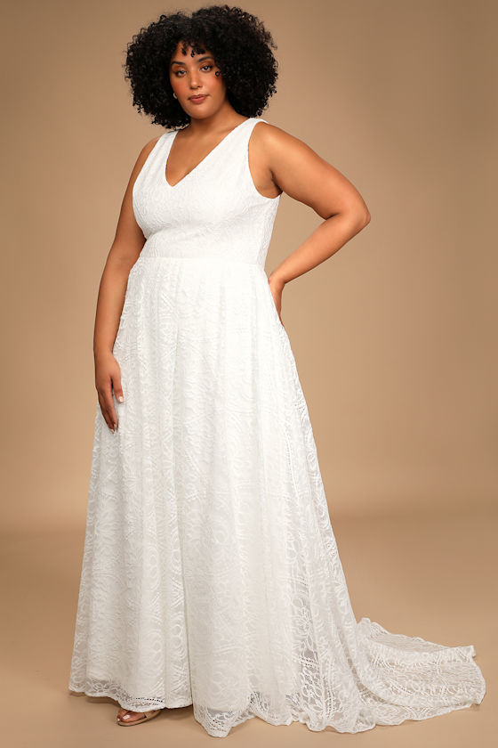 Made a Promise White Lace V-Neck Sleeveless Maxi Dress 2