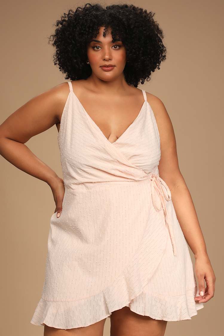 Light Pink Mini Dress - Wrap Dress - Ruffled Dress- Mini Dress - Lulus