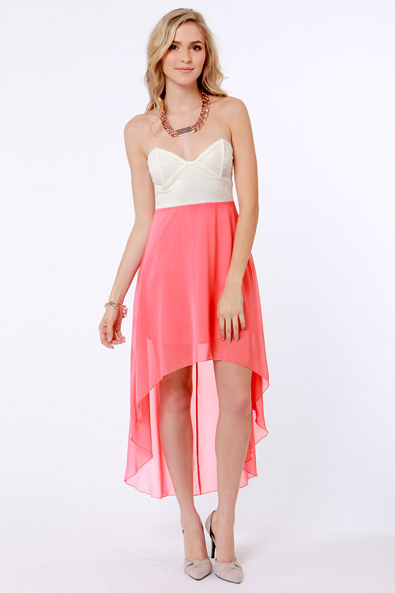 Modish of the Day Ivory and Coral Pink Dress