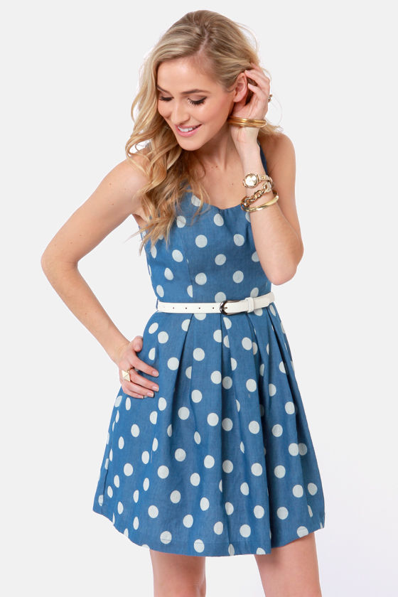 Cute Blue Dress - Polka Dot Dress ...