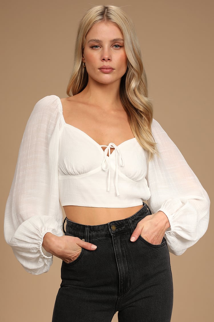 White Crop Top - Long Sleeve Top - Backless Top - Women's Tops - Lulus