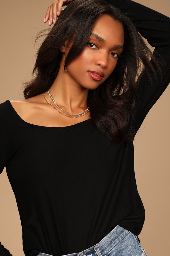 Black Long Sleeve Top - Strappy Back Top - Backless Top - Lulus