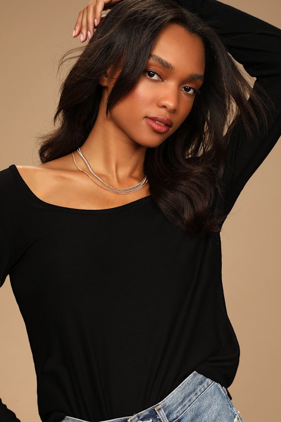 Lasting Impressions Black Strappy Black Long Sleeve Top 6