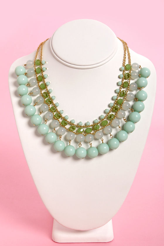 Bauble Wrap Mint Beaded Necklace