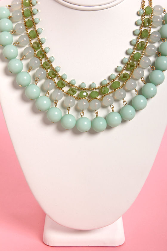 Bauble Wrap Mint Beaded Necklace