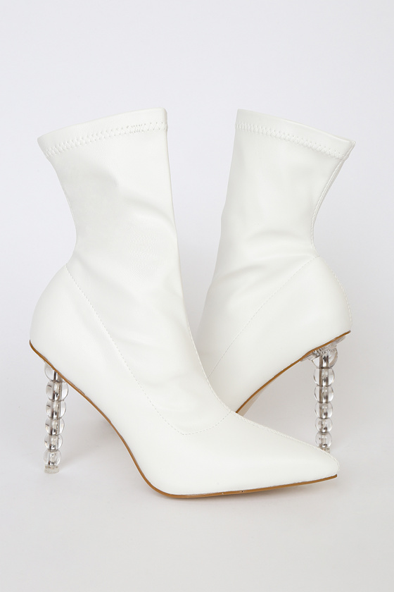 pointed white booties