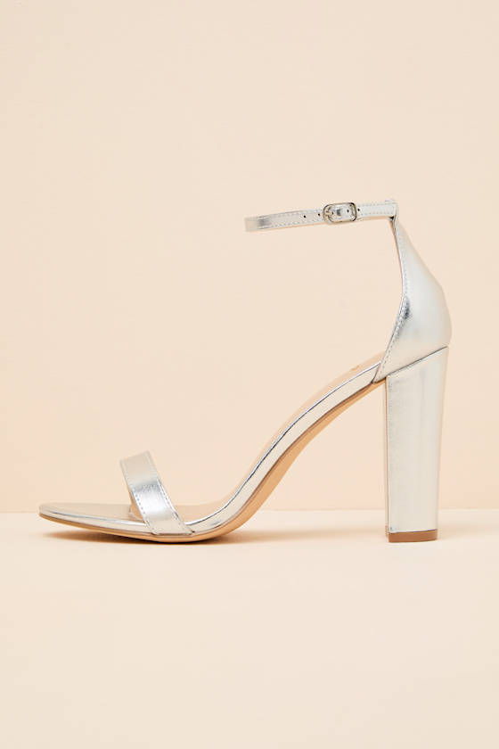 Taylor Silver Ankle Strap Heels 2