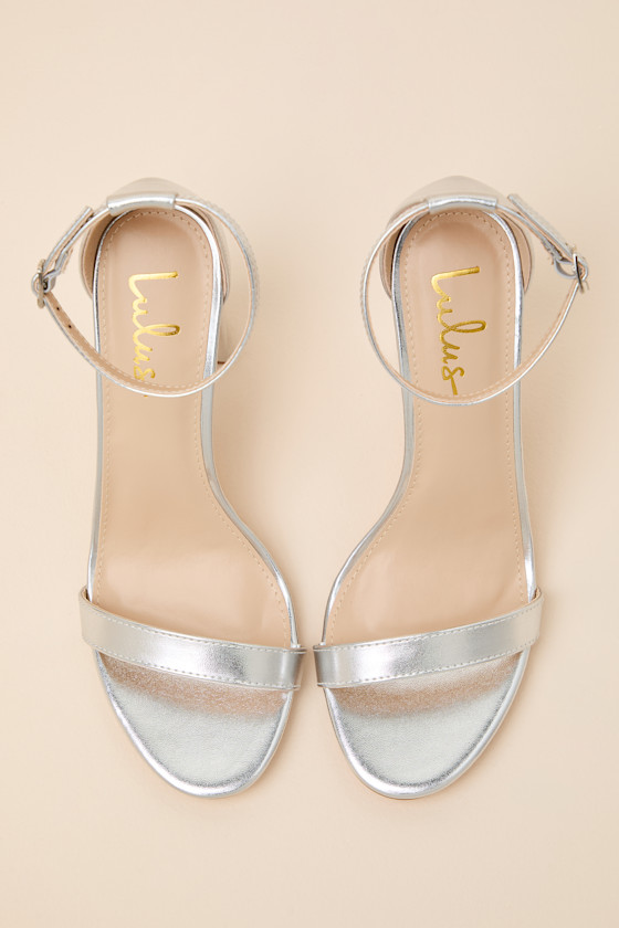 Taylor Silver Ankle Strap Heels - thumbnail 4