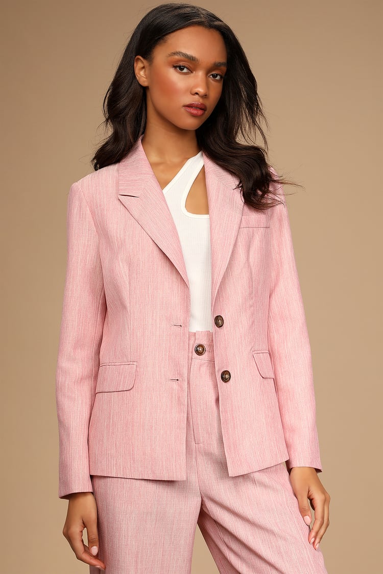 Pink Collared Blazer - Women's Blazers - Button-Up Blazer - Lulus