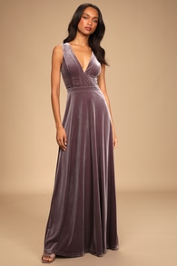 Beautiful Night Dusty Purple Velvet Sleeveless Maxi Dress
