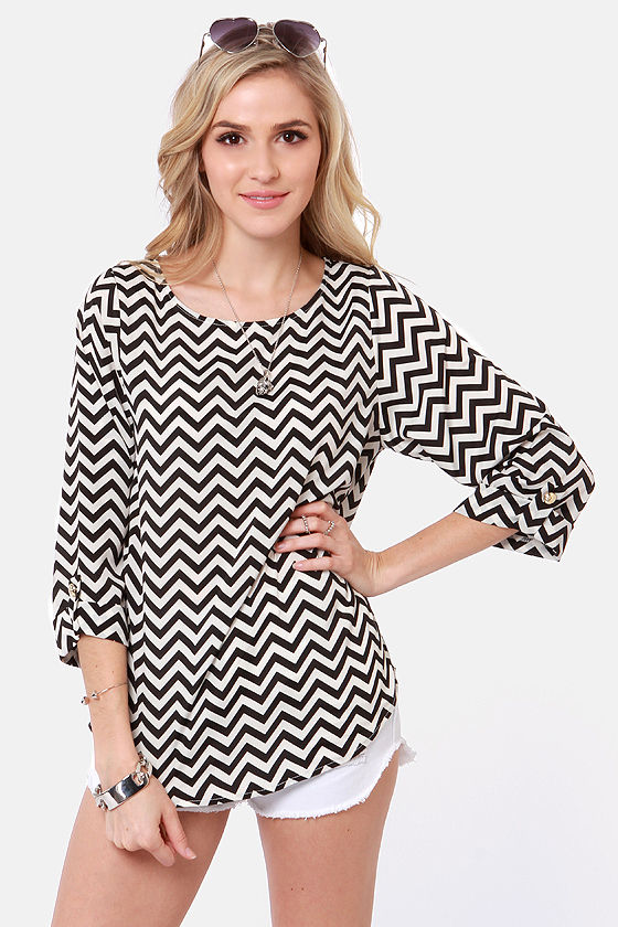 Cute Black and White Top Chevron Top Striped Top 38.00 Lulus