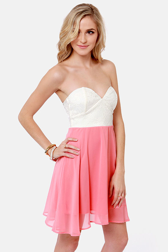 Pretty Bustier Dress - Color Block Dress - Strapless Dress - $39.00 - Lulus