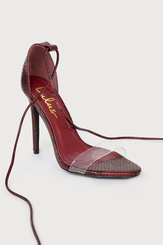 Ledah Burgundy Snake Lace-Up Heels 3