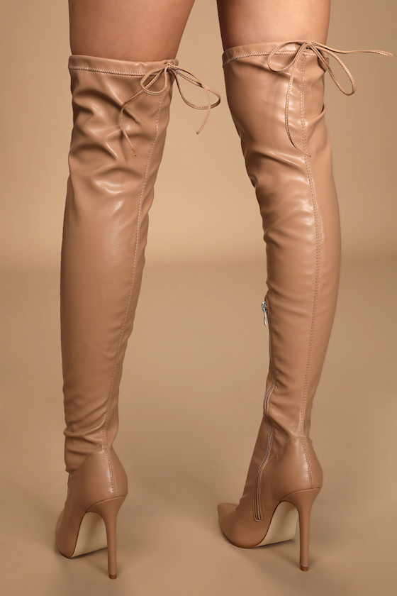 Wallis Light Nude Pointed-Toe Over the Knee Boots 2