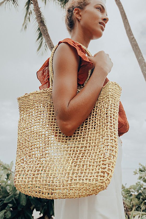 Come Sea Me Beige Woven Tote 10