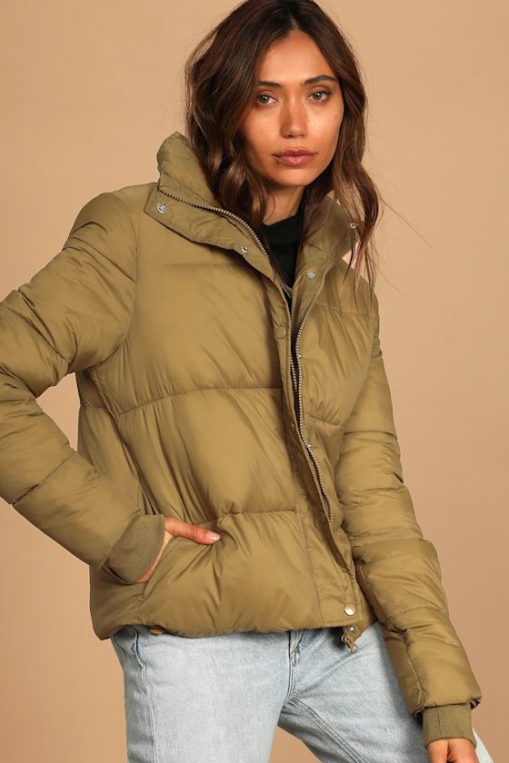 green lightweight puffer jacket