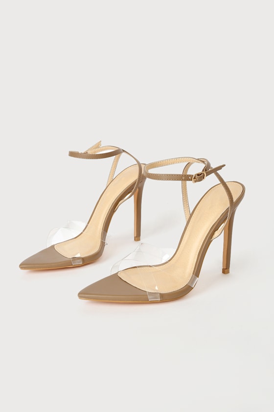Trisha Mocha Brown Vinyl Ankle Strap Heels 1