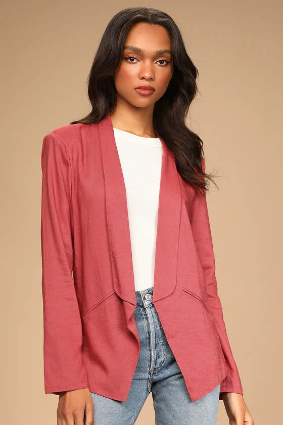 pink linen jacket