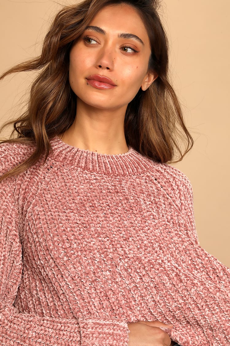 Capture the Cozy Mauve Chenille Knit Sweater