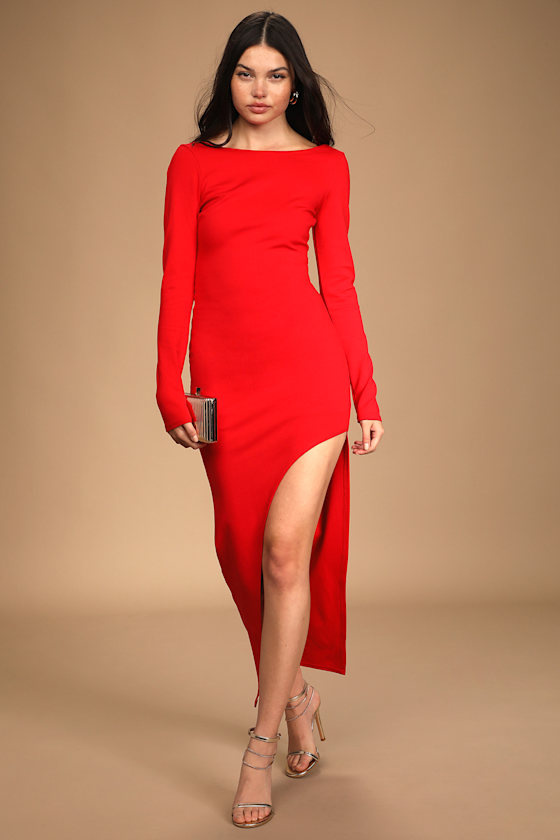 Dreaming About You Red Long Sleeve Maxi Dress 1