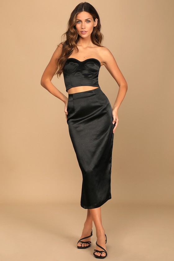 Black satin on sale bustier dress