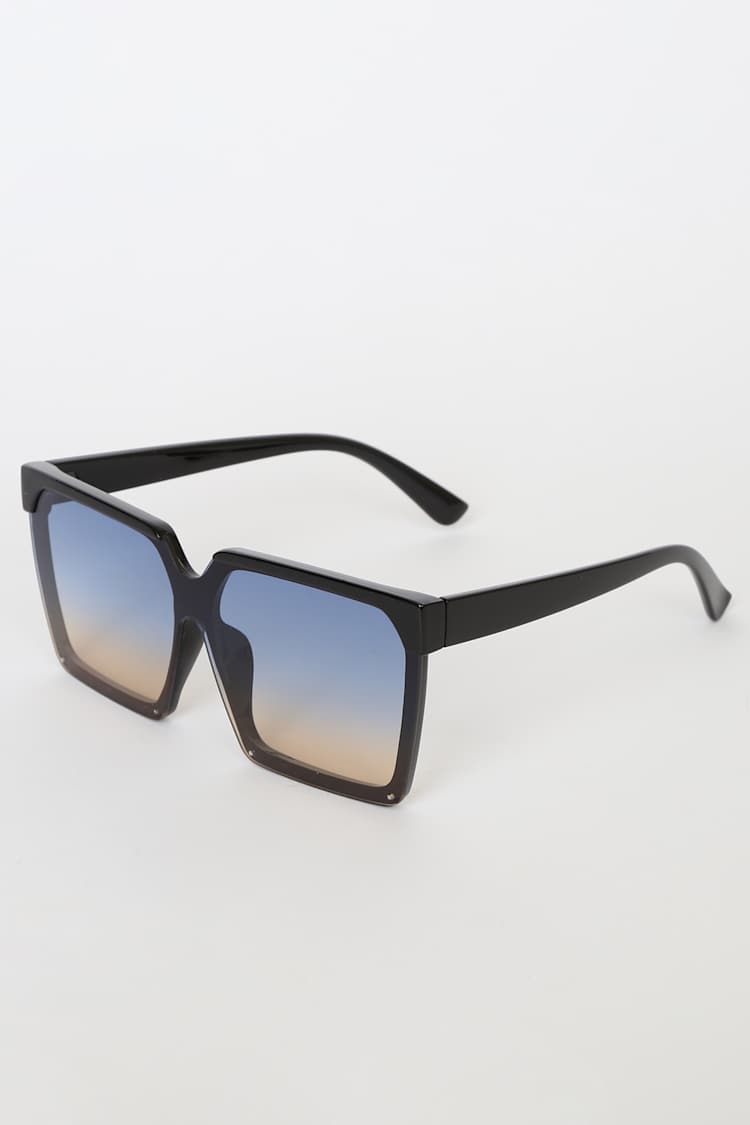 Black Ombre Sunglasses - Semi-Rimless Sunglasses - Square  display picture 1