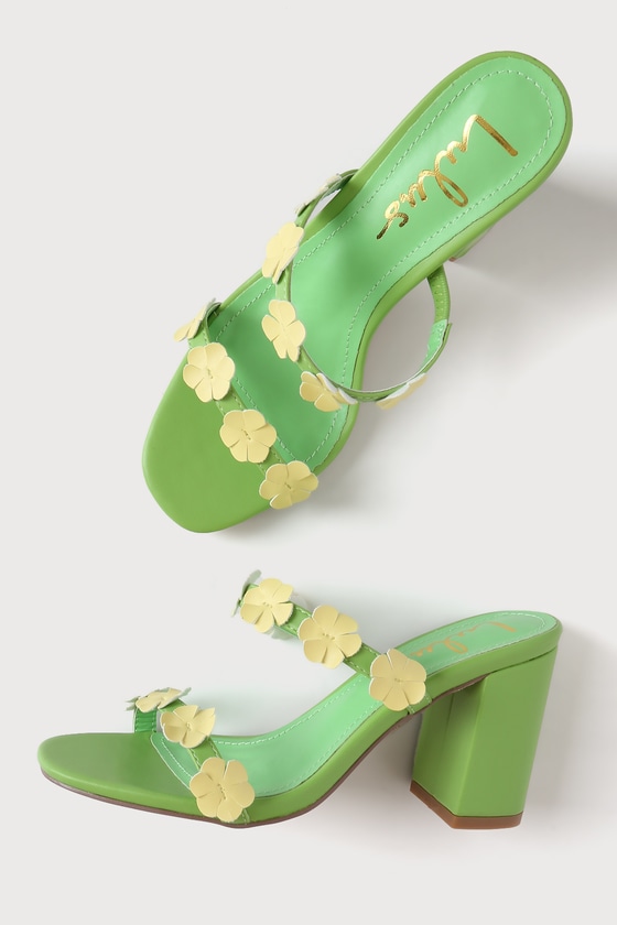 Green floral sandals outlet