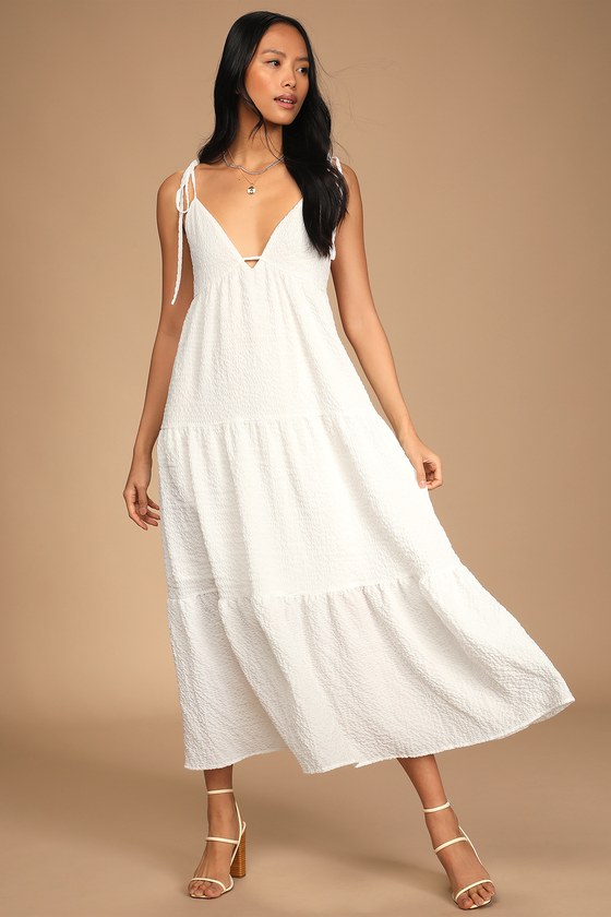 white maxi midi dress