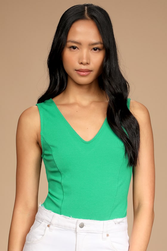 Cut to the Chase Green Ribbed Cutout Bodysuit 10