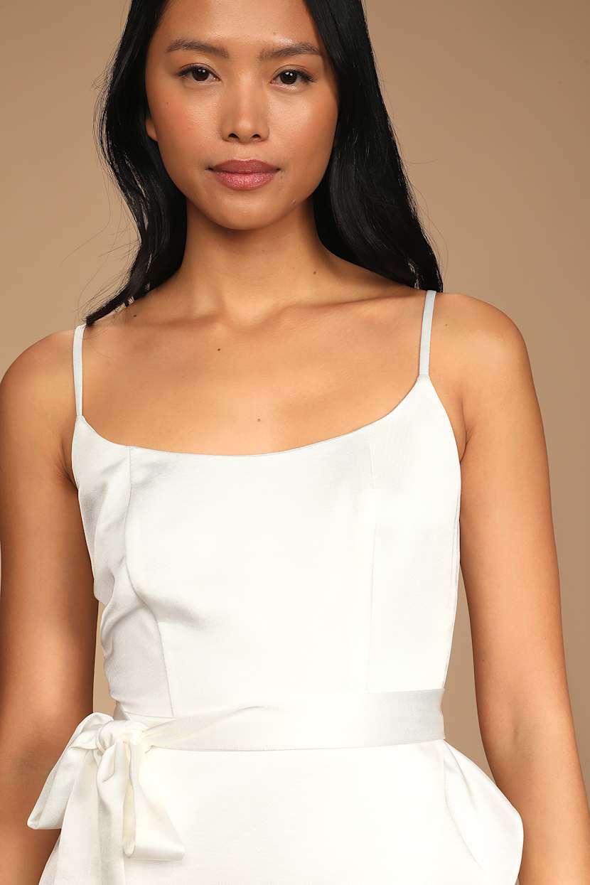 white satin wrap mini dress Satin Mini Wrap Dress Creme White