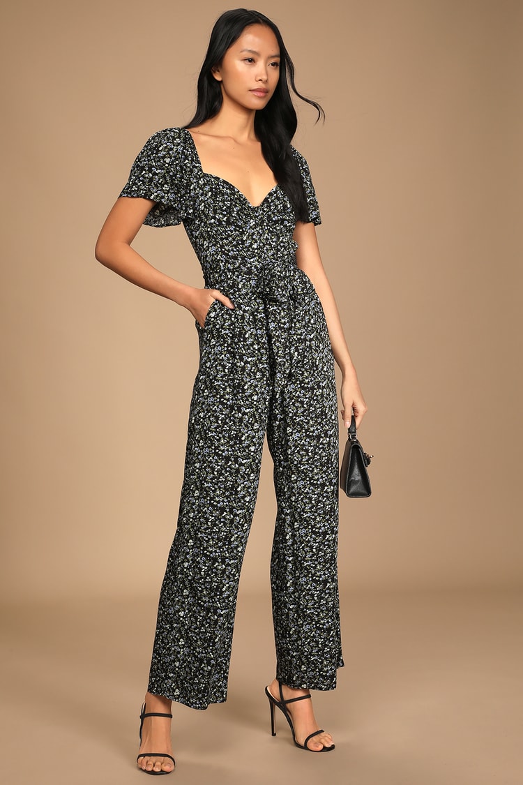 Blossom Black Floral Wide-Leg Jumpsuit