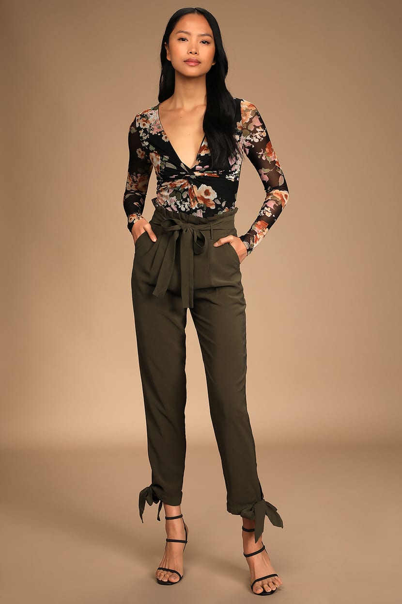 Buy Lulus Trendy Twist Black Twist-Front Long Sleeve Bodysuit