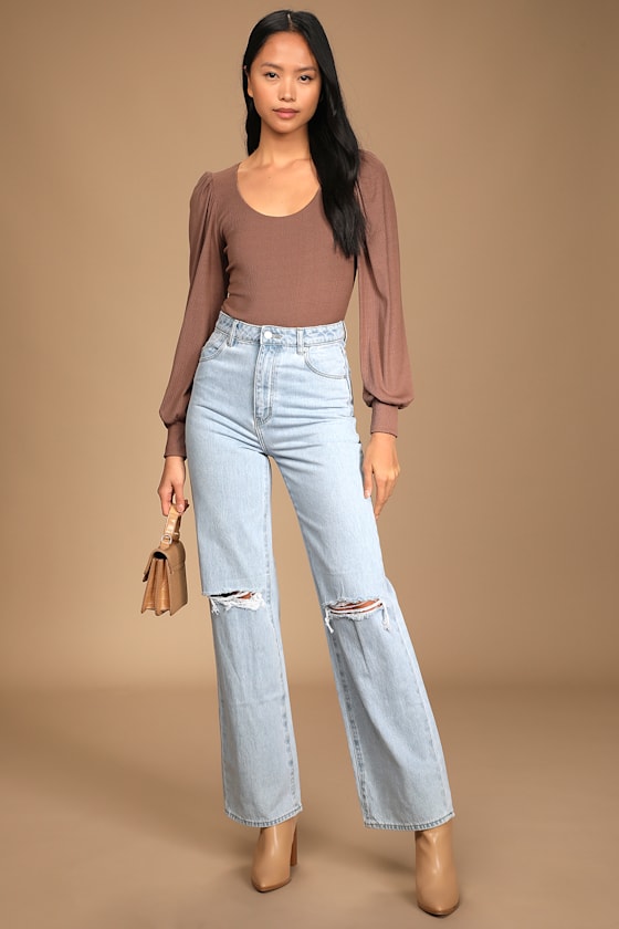 Your Prerogative Light Brown Ribbed Long Sleeve Bodysuit 5