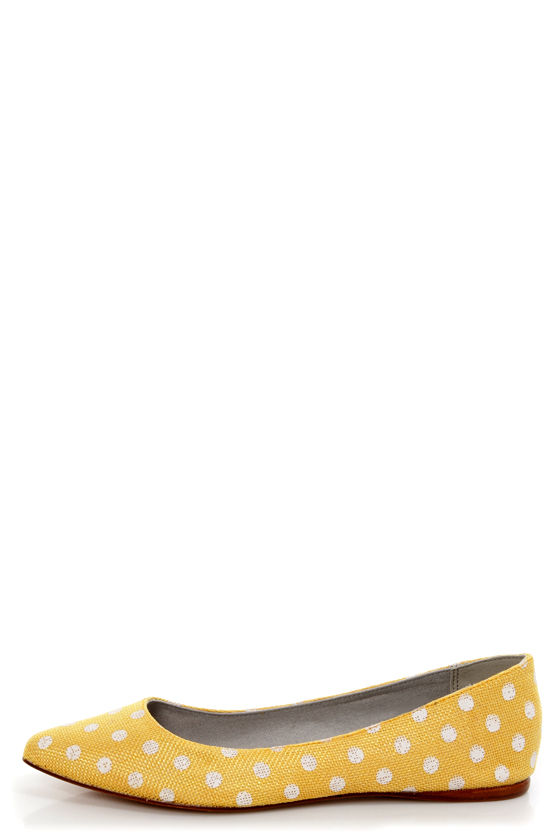 yellow and white polka dot shoes