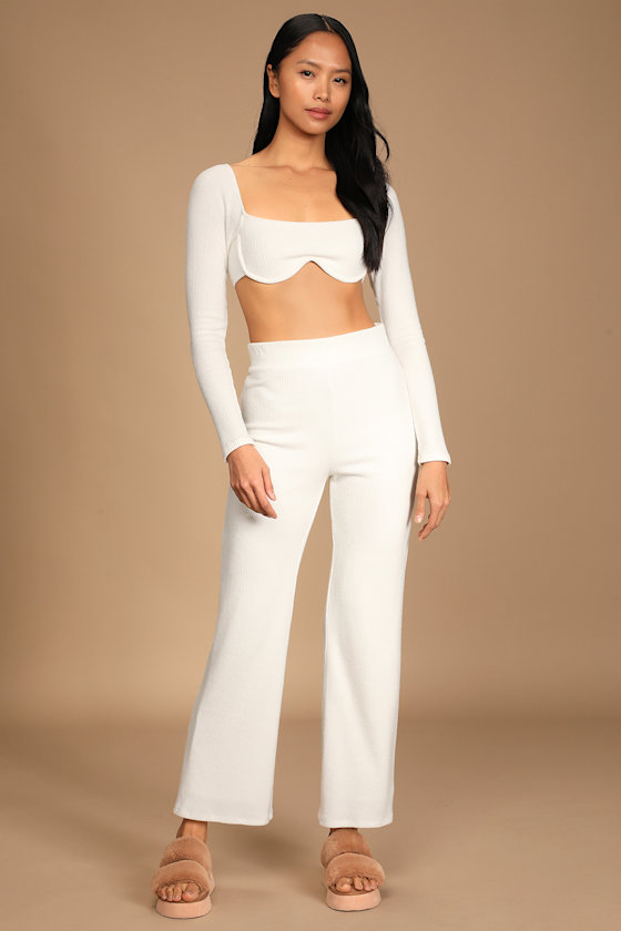 You Gotta Chill White Long Sleeve Underwire Crop Top 4