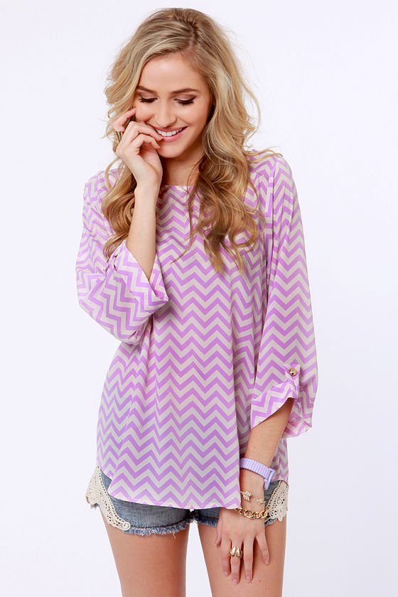 Cute Purple Top - Chevron Top - Striped Top - $38.00 - Lulus