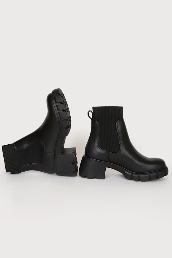Hayle Black Slip-On Platform Chelsea Boots 4