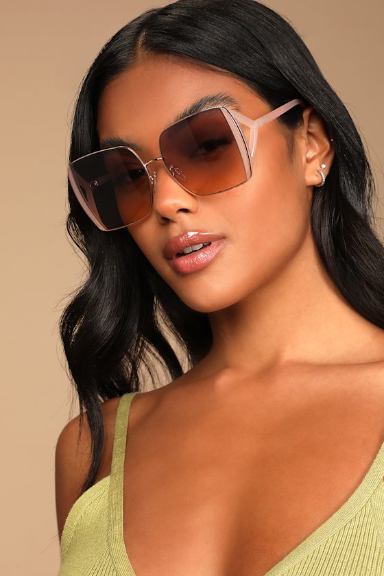 Plain To See Pink Oversized Square Sunglasses 3