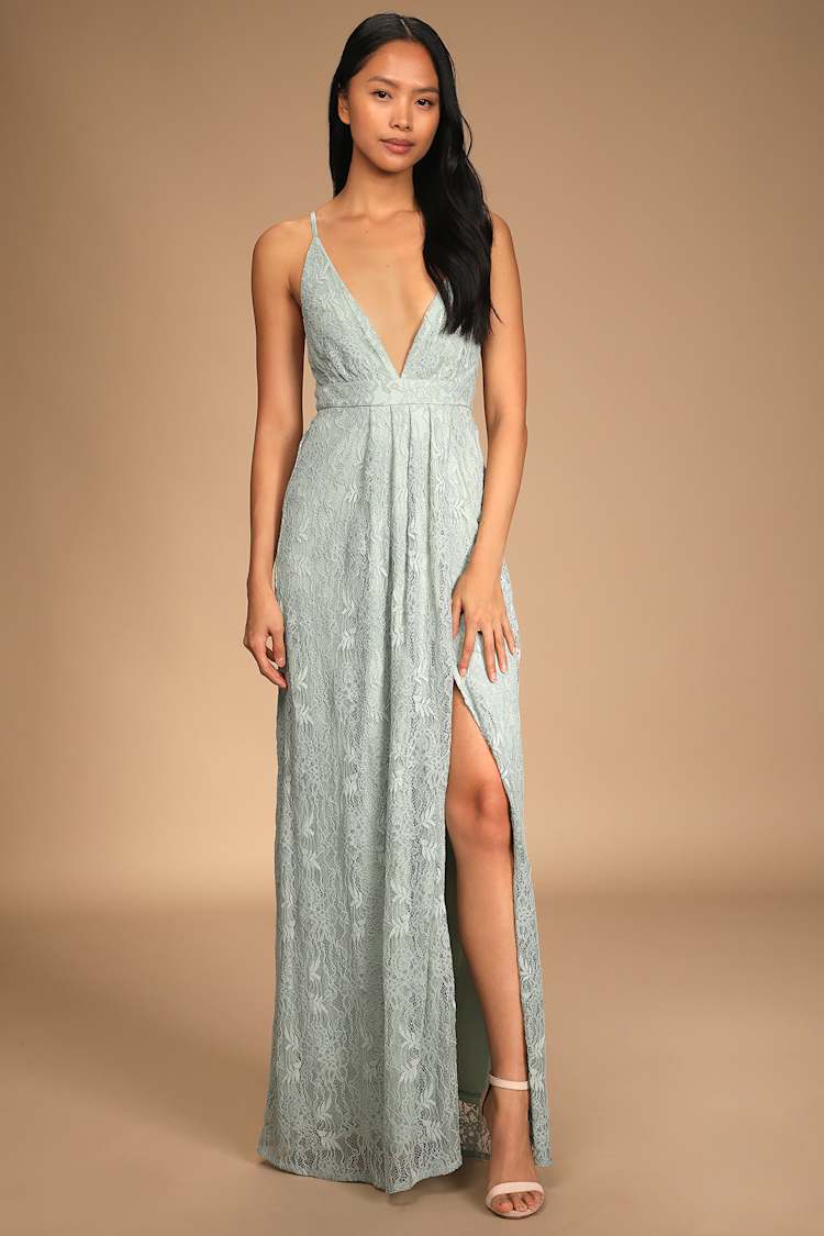 mint green lace maxi dress BABARONI V Neck Lace and Chiffon Dress with Long Sleeves Mint Green, Mint Green / US0