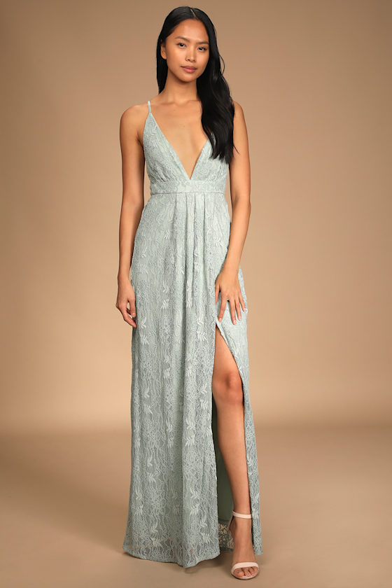 Stolen Moments Mint Lace-Up Lace Maxi Dress 4