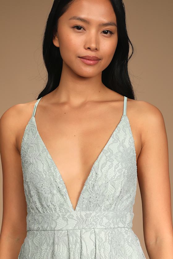 Stolen Moments Mint Lace-Up Lace Maxi Dress 2